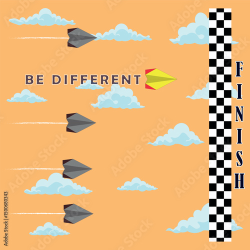 vector illustration about daring to be different from others and going first to see opportunities, suitable for business themes, mindset, innovation and daily life