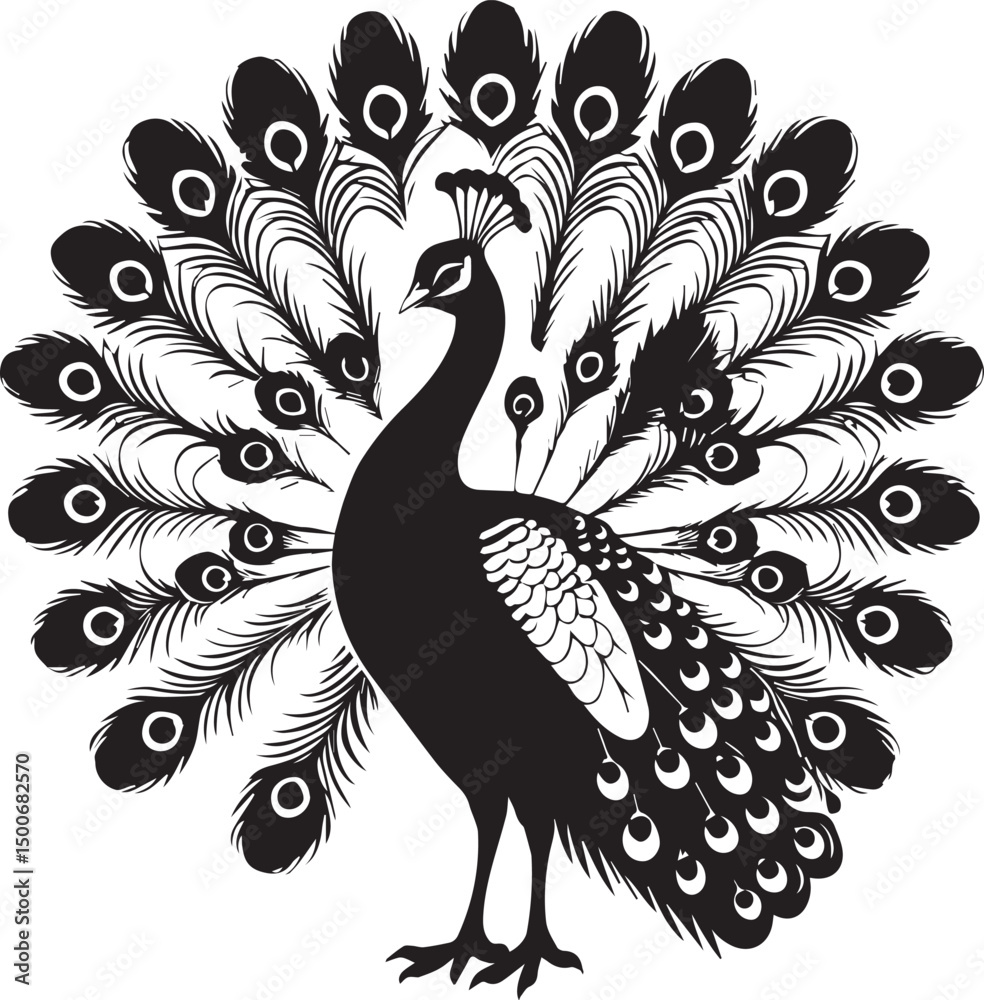 Fototapeta premium Peacock silhouette vector isolated on white background