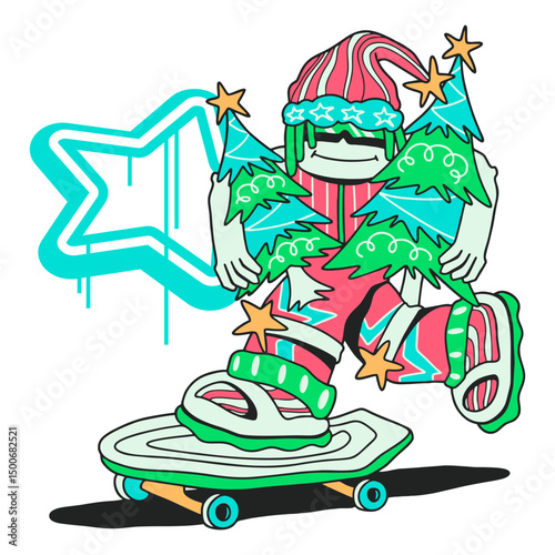 Y2K Streetwear. Y2K Clothing. Y2K Apparel. Y2K Design. Streetwear Design. Streetwear T-shirt Design.
T-shirt Design Christmas. Christmas Cartoon Character. Vector Cartoon.