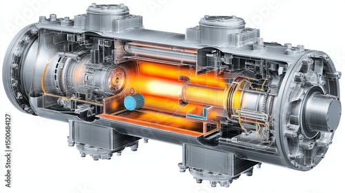 Detailed Cross-Section of a Modern Industrial Heat Exchanger