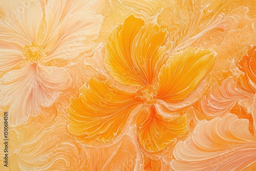 Vibrant Floral Art with Soft Yellow and Orange Swirls