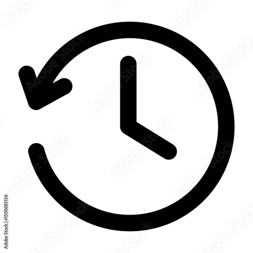 rewind time icon. history icon. counterclockwise Triangle arrow. back time icon. clock with circular arrow. rewind icon for app and website. vector illustration on transparent background. past time