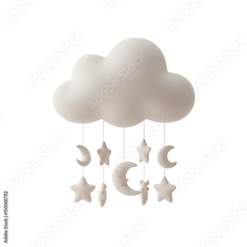 Dreamy mobile with cloud stars and moons