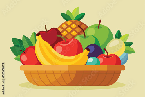 Colorful fruit basket brimming with healthy treats