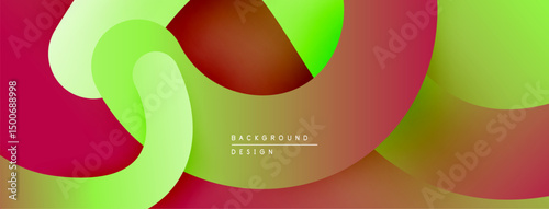 Abstract fluid shapes overlap, creating vibrant color gradients. Smooth curves suggest movement, modern design aesthetic.