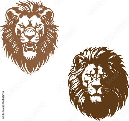 Lion head vector logo icon lion king head tattoo set on white background