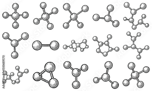 Hand Drawn Molecule Structure Set