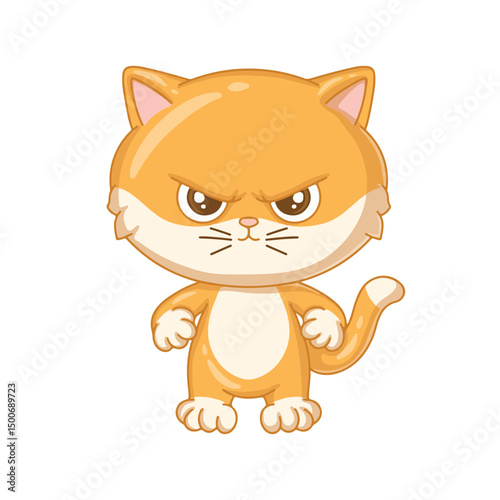illustration art cute orange cat sulking character sticker and t-shirt design