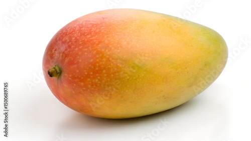 Single Fresh Tommy Atkins Mango on White Background