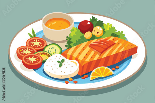 Delicious Salmon Dinner with Colorful Sides