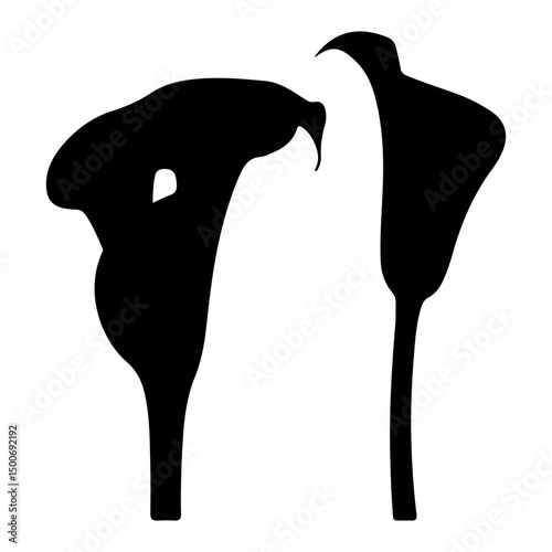 Calla lily silhouette ,calla lily black icon and  silhouette 