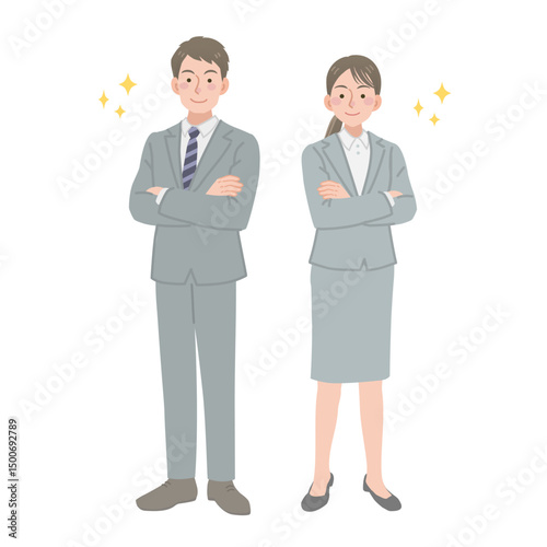 自信にあふれるビジネスパーソンの男女