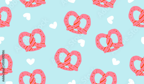 Cute pretzel pattern background vector design