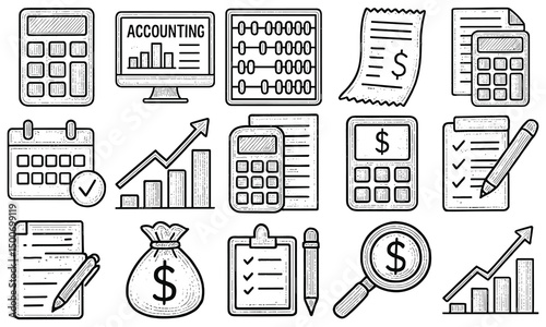Hand Drawn Accounting Finance Icons