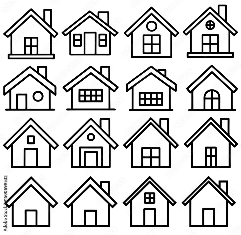 Collection home icons set silhouette vector illustration Collection home icons set silhouette vector illustration