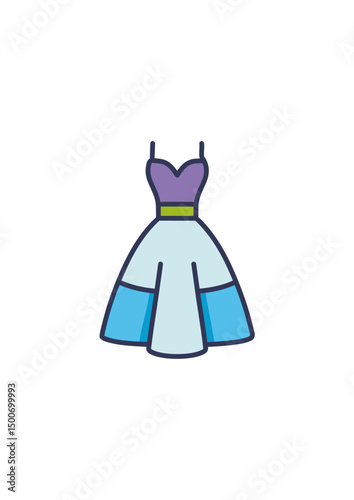2 pairs of high heels, the shoes are blue and purple, In the white room, there is a wardrobe full of women's dresses, a dressing table, and a small pink bed for women. In the white room, 