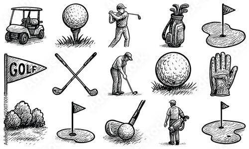 Hand Drawn Golf Sport Set