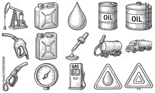 Hand Drawn Fuel Oil Icons