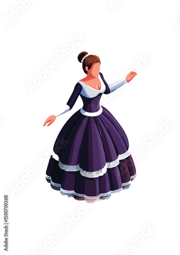 with 2 pairs of high heels, the shoes are blue and purple, In the white room, there is a wardrobe full of women's dresses, a dressing table, and a small pink bed for women. In the white room,