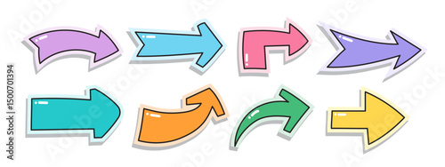 Arrows colorful vector set, Hand drawn Color Arrows, doodle marker decorative direction pointers element design collection