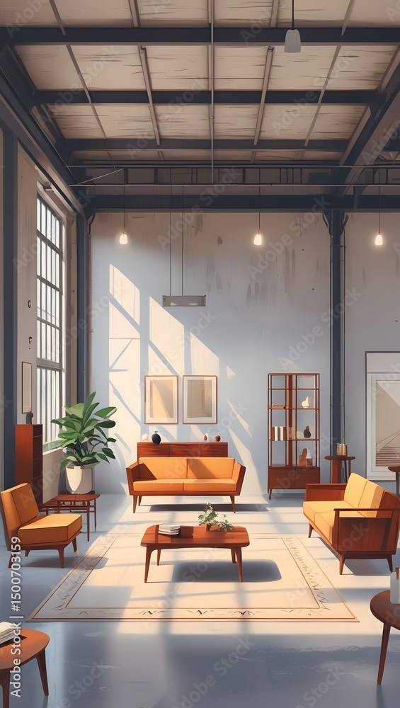 Fototapeta premium living room with architecture