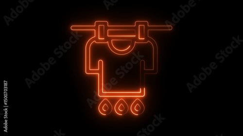 Glowing Neon Sign on Black Background with Digital Icon Elements 4k 