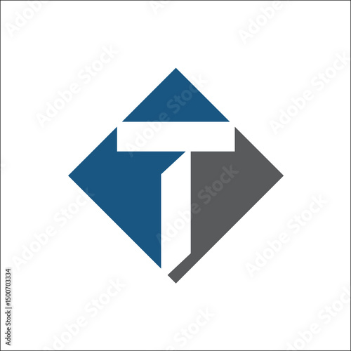 T initial logo vector square on white background