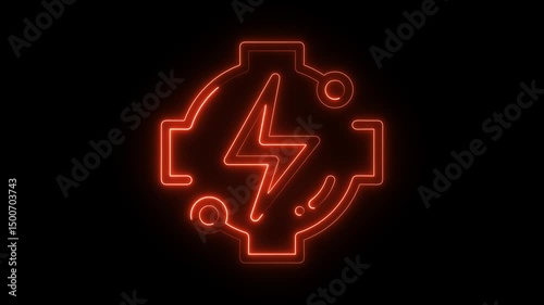 Glowing neon light bulb sign with colorful holiday design at night