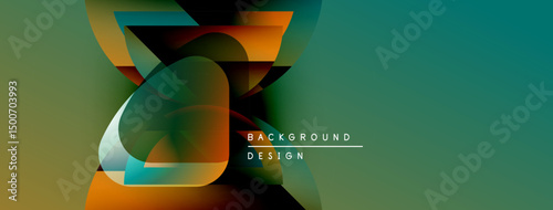Abstract design features flowing shapes, vibrant colors. Gradient blends create modern visual impact. Text reads background design.
