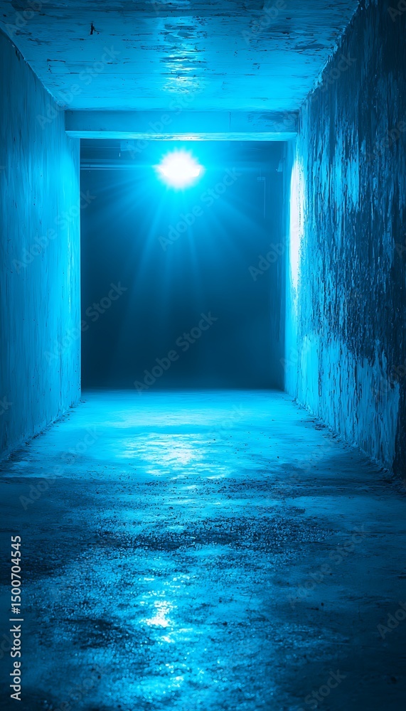 Obraz premium Blue Concrete Corridor