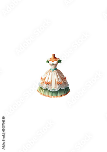 there is a wardrobe full of women's dresses, a dressing table, and a small pink bed for women.In the white room, there is a wardrobe full of women's dresses, a dressing table, a small pink bed for 