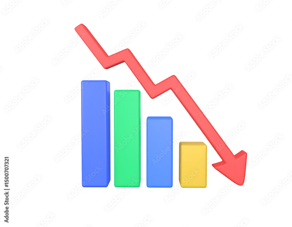 Decreasing bar graph illustrating a downward trend Decreasing bar graph illustrating a downward trend