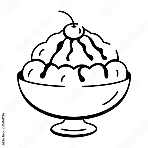 A doodle style icon of shaved ice
