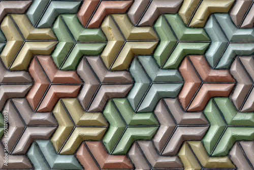 Fototapeta Naklejka Na Ścianę i Meble -  Home decorative 3d elevation wall tiles design, Seamless Ceramic Tiles Designs, Seamless Ceramic Wall tiles design Natural Stone Bricks wallpaper design Home decorative 3d elevation Background.