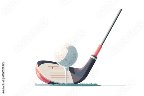A Golf Driver Ready to Tee Off on a Sunny Day isolated on transparent background , cutout	 photo