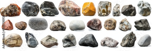 Assorted rocks of various shapes and colors