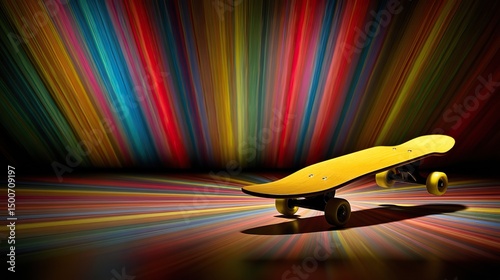 Yellow skateboard on abstract background, symbolizing dynamic urban lifestyle