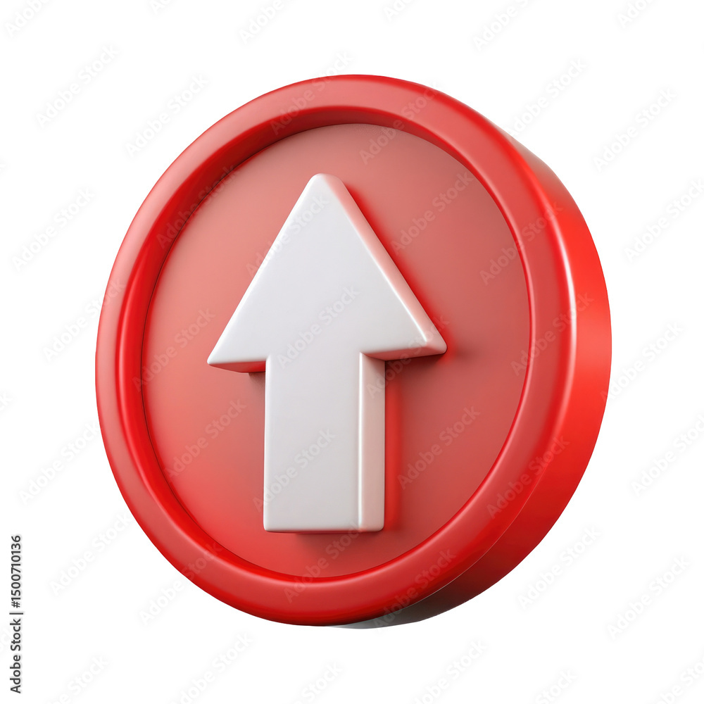 3D Traffic Sign with Red Circular Background and White Upward Arrow, Direction and Navigation Symbol, isolated on transparent white background, clipping path 3D Traffic Sign with Red Circular Background and White Upward Arrow, Direction and Navigation Symbol, isolated on transparent white background, clipping path