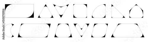 Basic geometric shapes collection. Modern graphic elements with thin line aesthetic