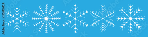 Thin line aesthetic snowflake icon set. Modern brutalist design