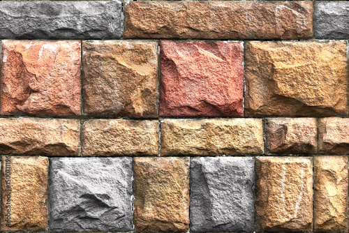 Fototapeta Naklejka Na Ścianę i Meble -  Home decorative 3d elevation wall tiles design, Seamless Ceramic Tiles Designs, Seamless Ceramic Wall tiles design Natural Stone Bricks wallpaper design Home decorative 3d elevation Background.