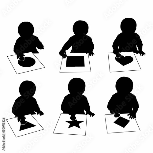 Babies and Shape Sorter Silhouette Learning Game