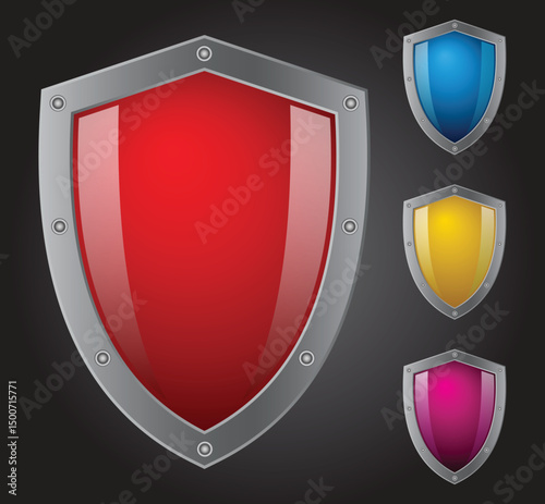 Shield Shape with Silver Gradient. Sheild security and guarantee safe and elegeant symbol vector design element and shapes