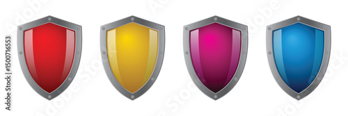 Shield Shape with Silver Gradient. Sheild security and guarantee safe and elegeant symbol vector design element and shapes