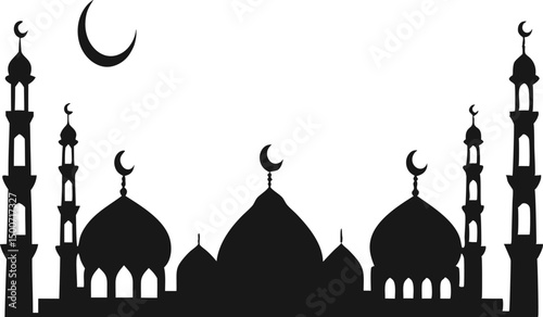 silhouette of mosque in black