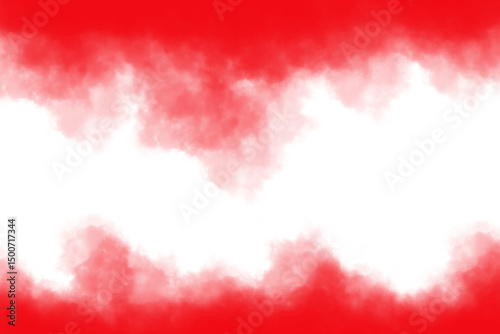 Red and white smoke cloud background texture with a soft fog effect. Abstract misty border design for banners, overlays, or digital art. High-resolution editable backdrop template.