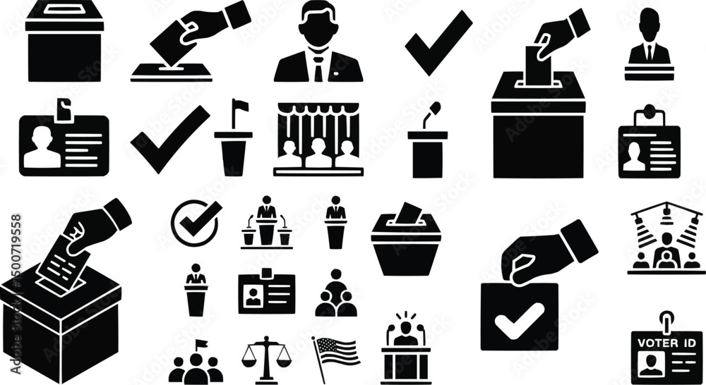Fototapeta premium election campaign icon, democratic symbol, vote sticker icon, civic duty icons
