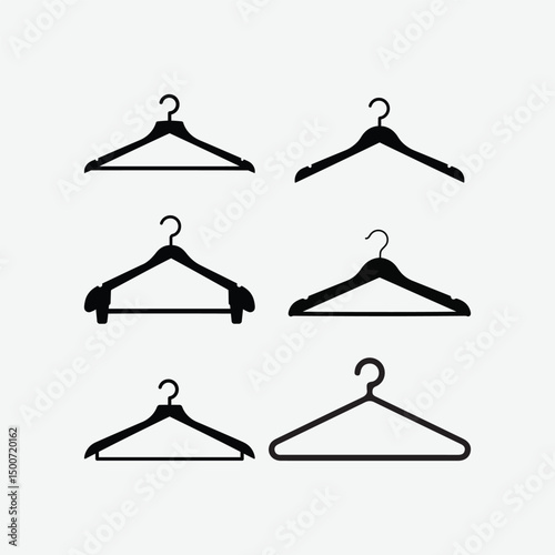 Explore this high-contrast, minimalist clothing hanger vector silhouette with clean lines and sharp edges. Ideal for fashion branding, boutique logos, wardrobe icons, and modern design projects. 