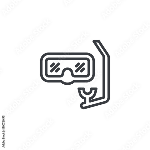 Diving snorkel line icon
