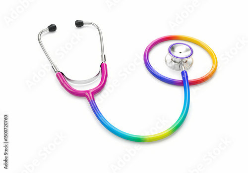 Rainbow Stethoscope Pediatric Fun Medical isolated on transparent background